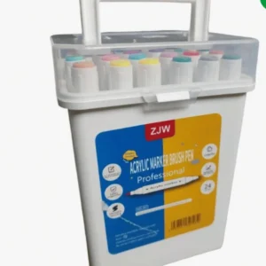 Canetas Acrílicas ZJW Marker Brush 24 Cores – Ponta Dupla, Profissional, Atóxicas e Laváveis