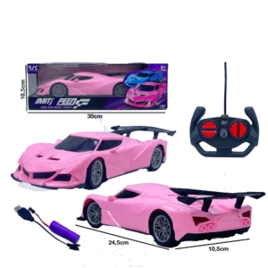 Carrinho de Controle Remoto Rosa ou Azul – Carrinho de Corrida Escala 1:16, 24cm de Comprimento