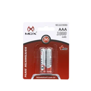 Pilha Recarregável AAA Mox 1000mAh 1.2V Ni-MH – Kit com 4 Unidades (MO-AAA1000B2)