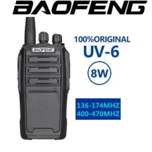 Rádio Comunicador Baofeng UV-6 HT 8W Original – Bateria 5000mAh, Antena, Fone, Carregador e Mais