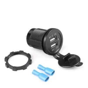 Tomada Soquete USB 12V/24V para Carro, Moto, Barco - Saída 5V com 2 Portas USB (1A e 2.1A)